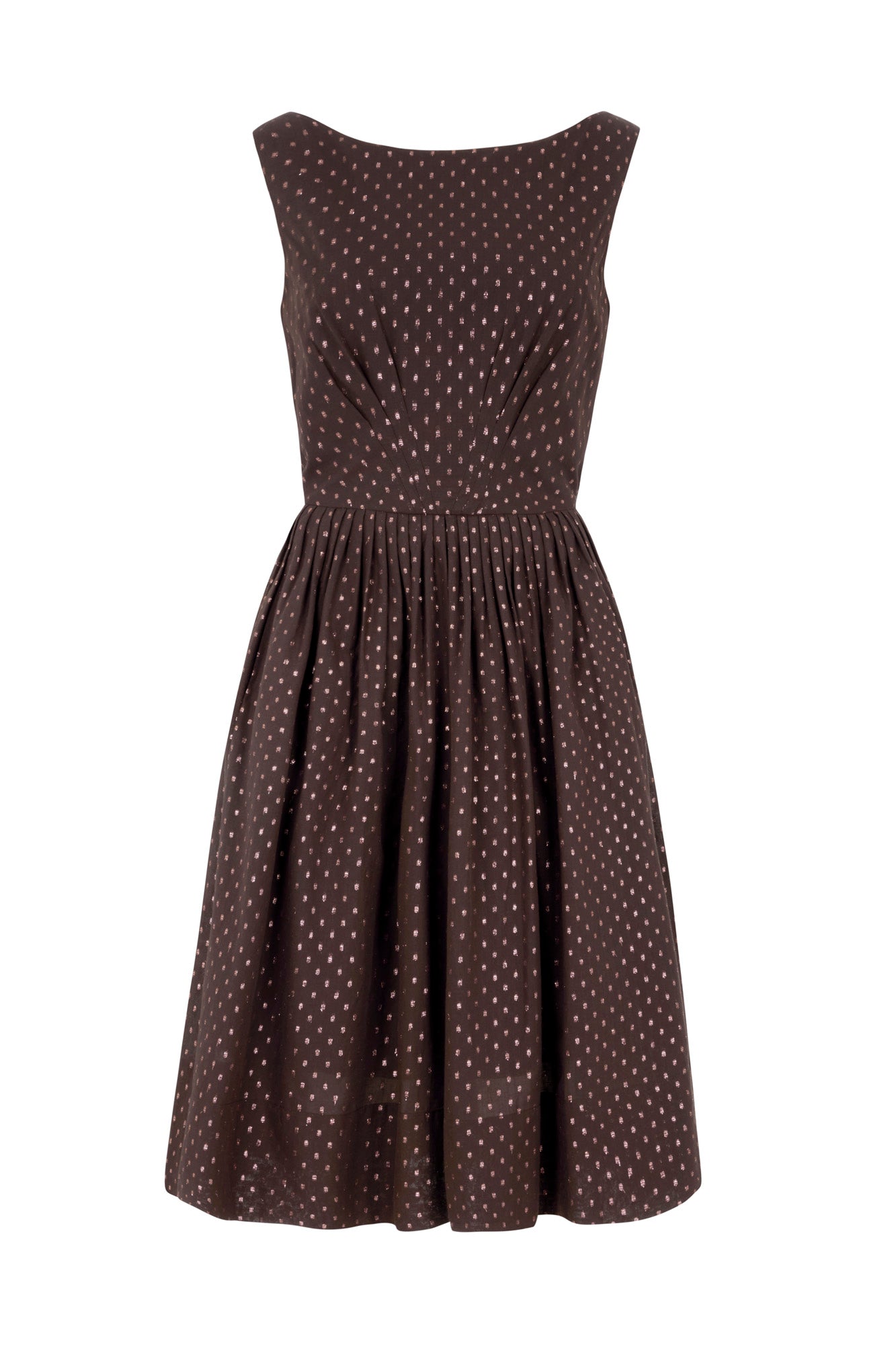 Image of ABIGAIL CHOCOLATE LUREX SPOT DRESS - NON RETURNABLE SAMPLE ARCHIVE SS - Dress