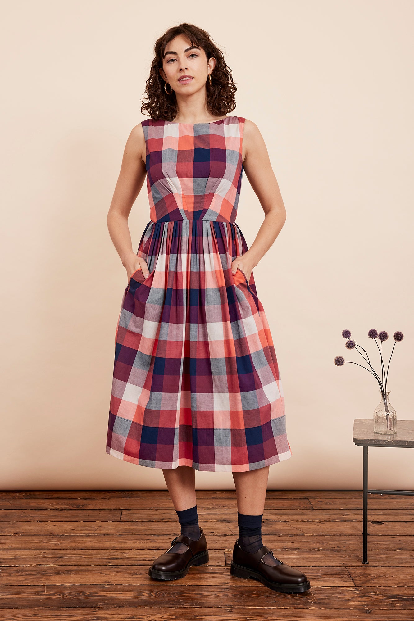 Image of Abigail Cherry Plaid Dress Long Autumn/Winter 2024 - Dress