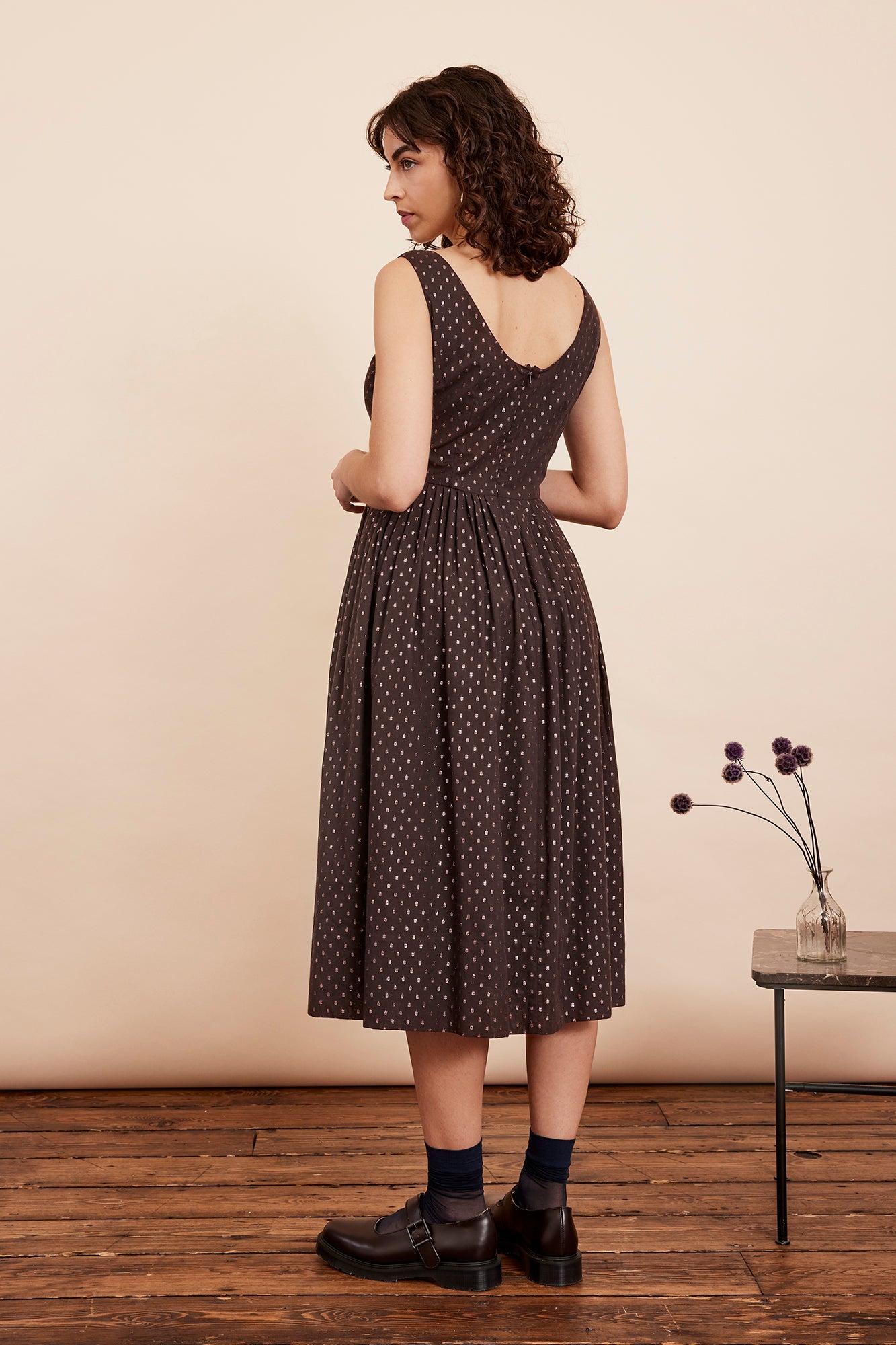 Image of ABIGAIL CHOCOLATE LUREX SPOT DRESS - NON RETURNABLE SAMPLE ARCHIVE SS - Dress