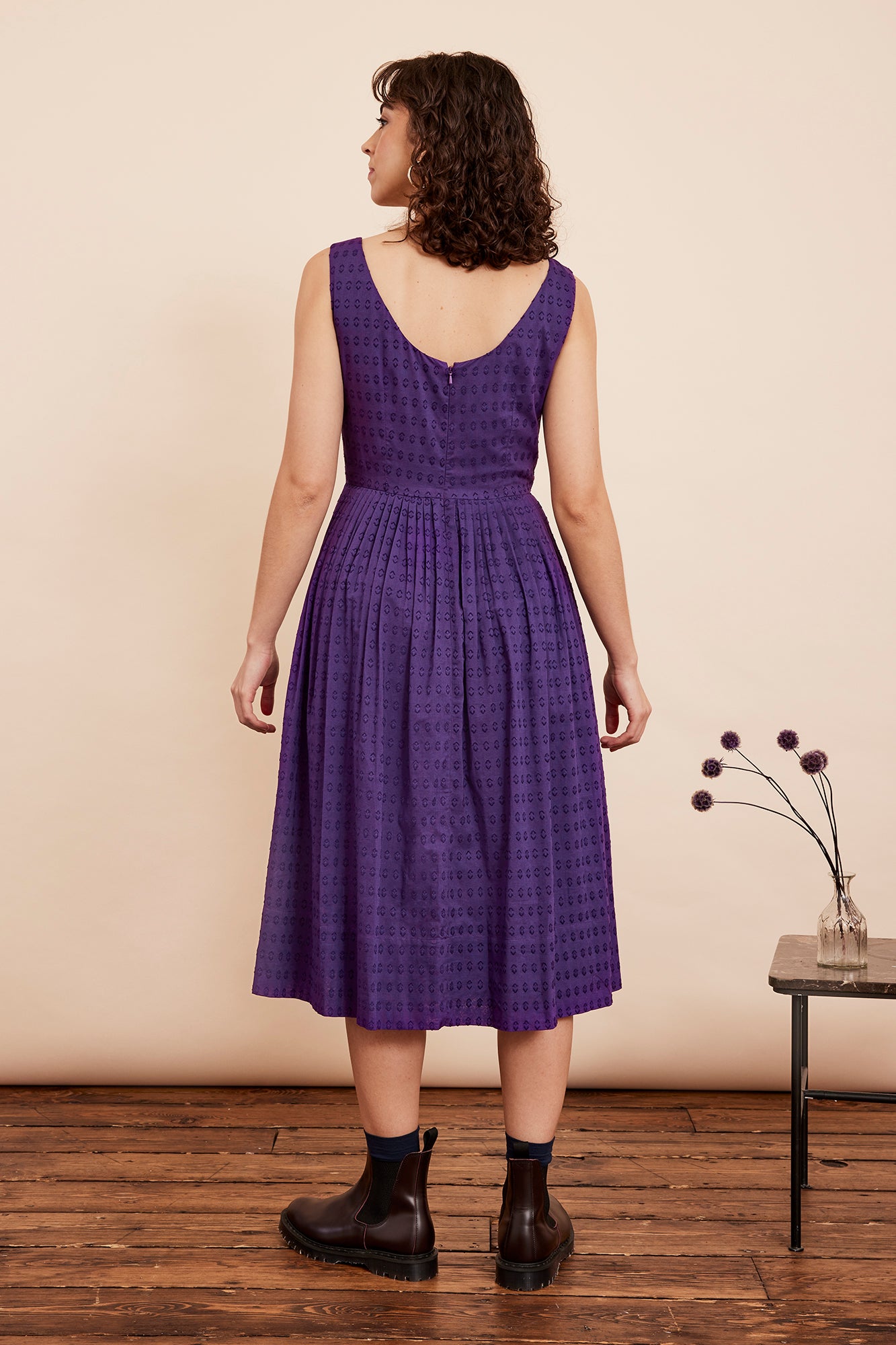 Image of ABIGAIL VIOLET COTTON DOBBY DRESS - NON RETURNABLE SAMPLE ARCHIVE SS - Dress