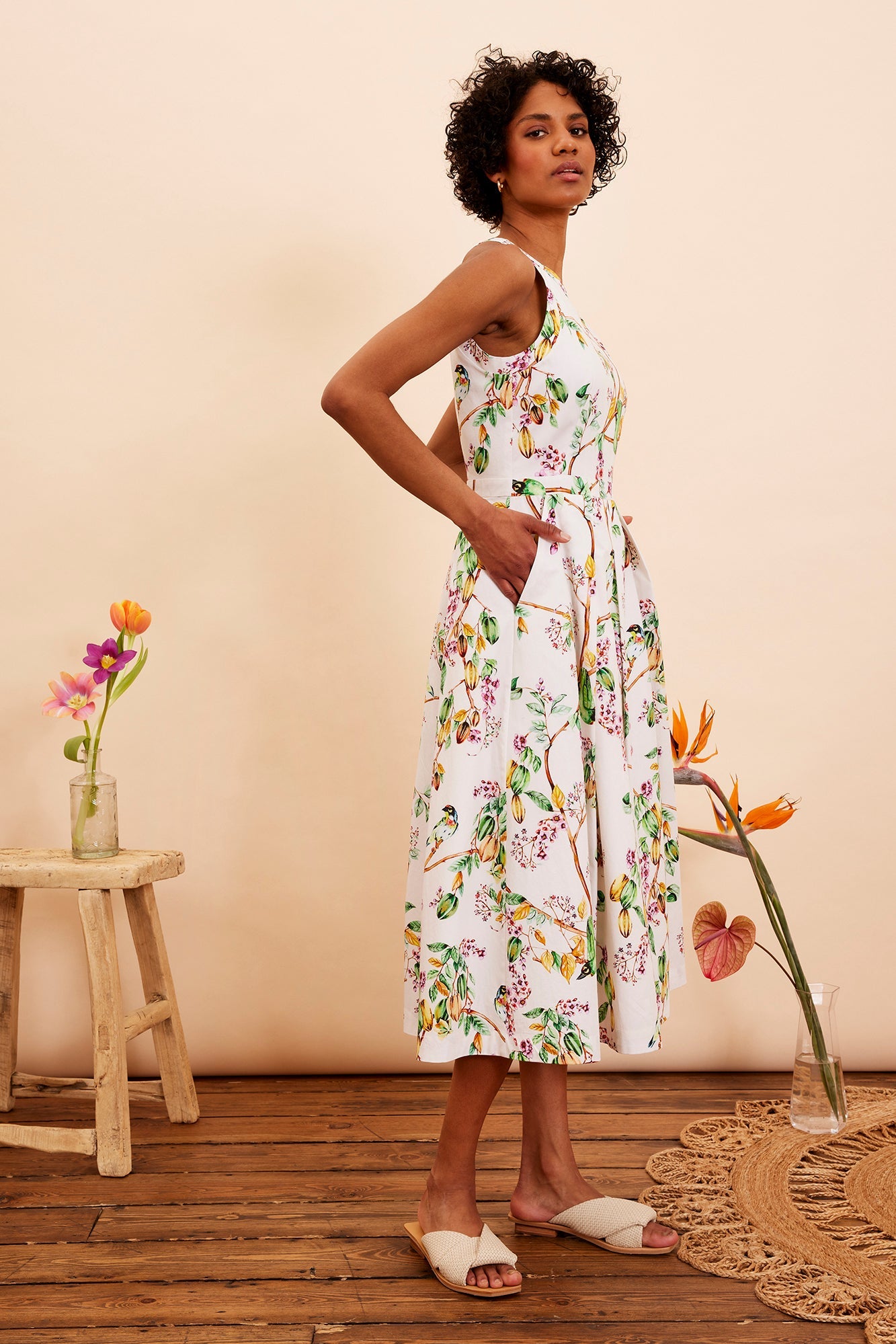 Image of ALYSSA GARDENIA BIRD DRESS - NON RETURNABLE SAMPLE SAMPLE SALE - Dress