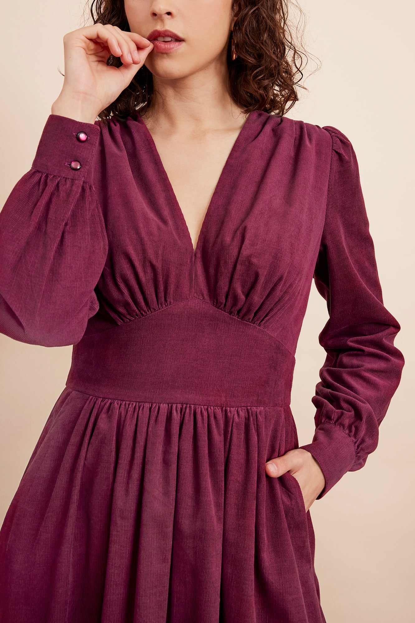 Image of Amara Needlecord Boysenberry Dress Autumn/Winter 2024 - Dress