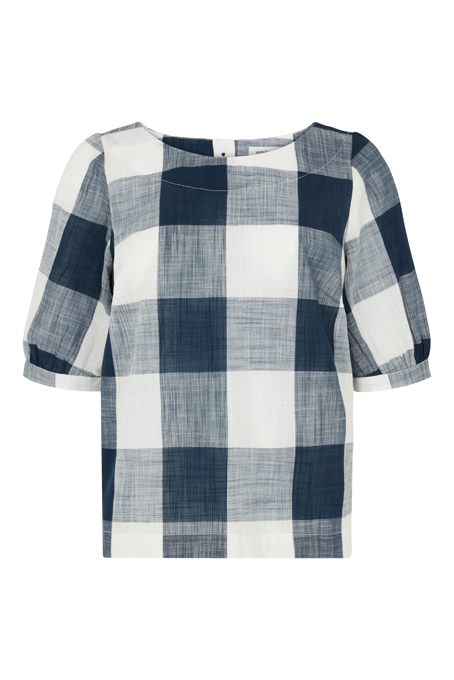 Image of AVA INDIGO PLAID TOP - NON RETURNABLE SAMPLE SAMPLE SALE - Top