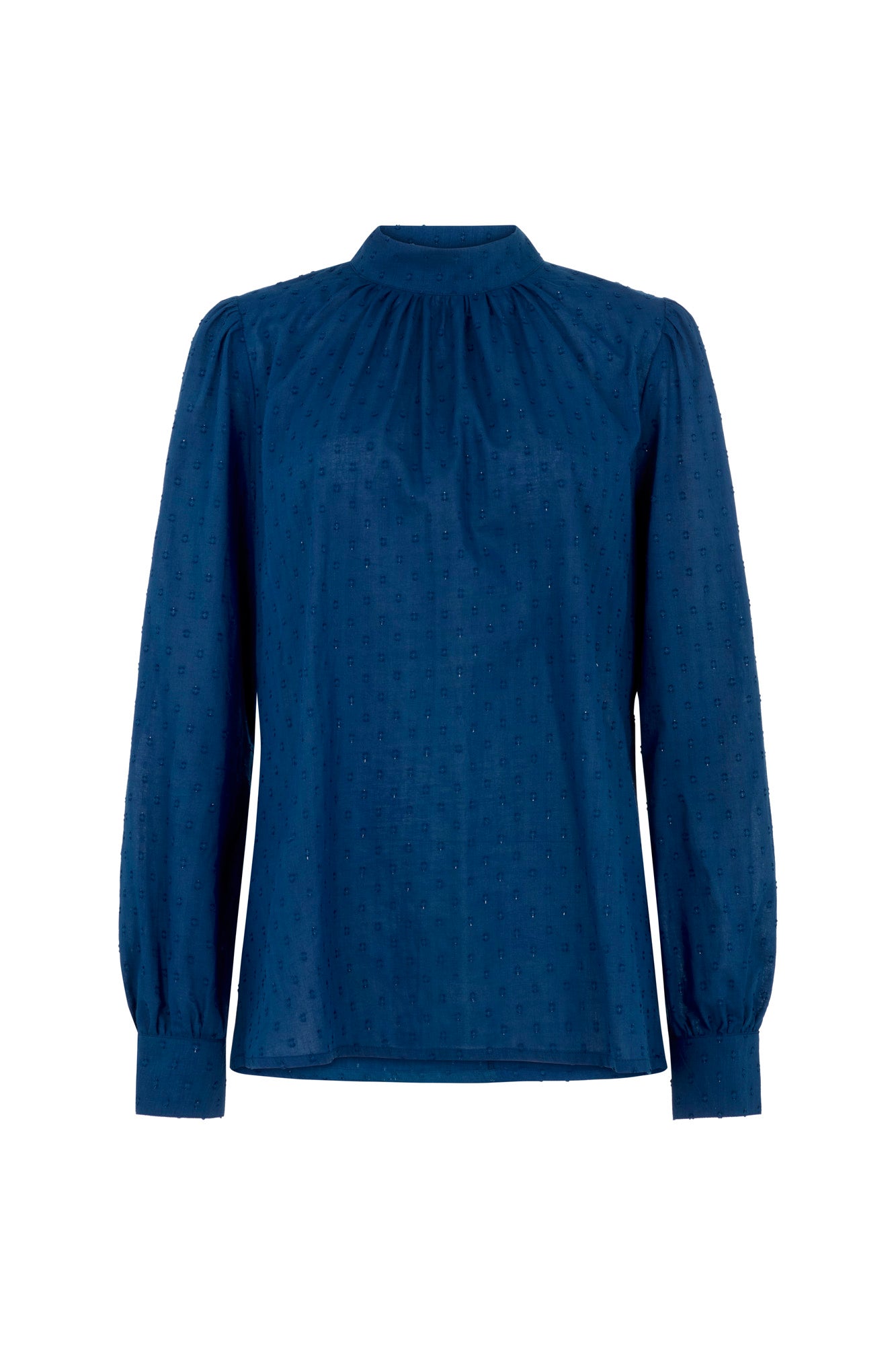 Image of Daphne Sapphire Blue Cotton Dobby Blouse Autumn/Winter 2024 - Top