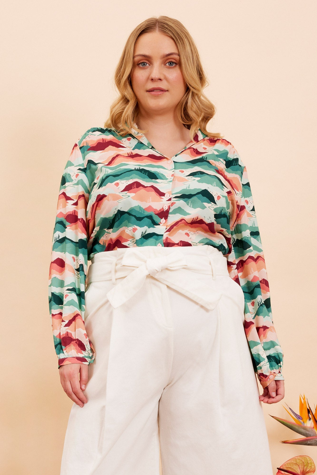 Image of EDIE SUNSET MOUNTAIN BLOUSE - NON RETURNABLE SAMPLE SAMPLE SALE - Top