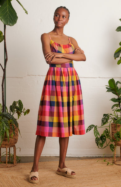 HYKE Plaid Gathered Dress