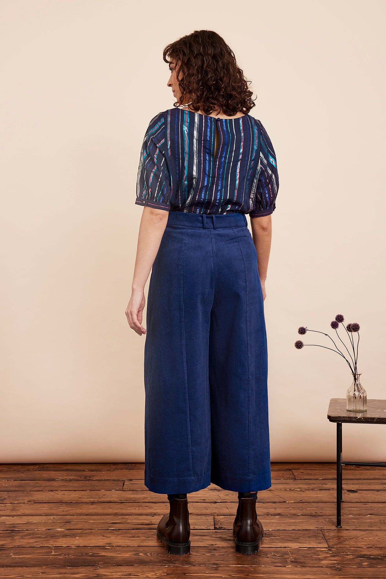 Image of Lori Needlecord Sapphire Blue Culotte Autumn/Winter 2024 - Trouser