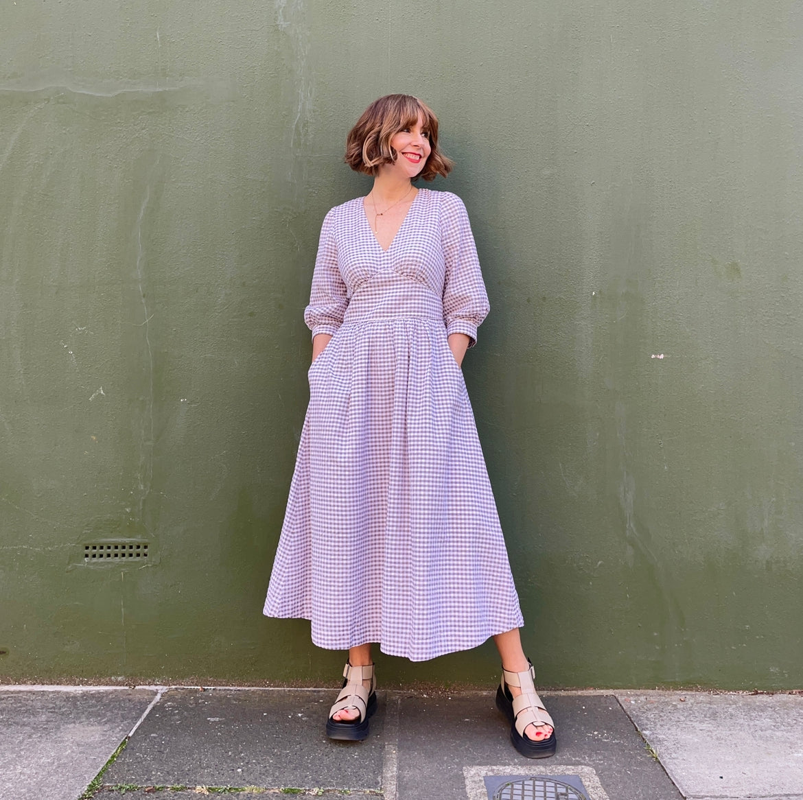 AMELIA PARMA VIOLET GINGHAM DRESS - NON RETURNABLE SAMPLE