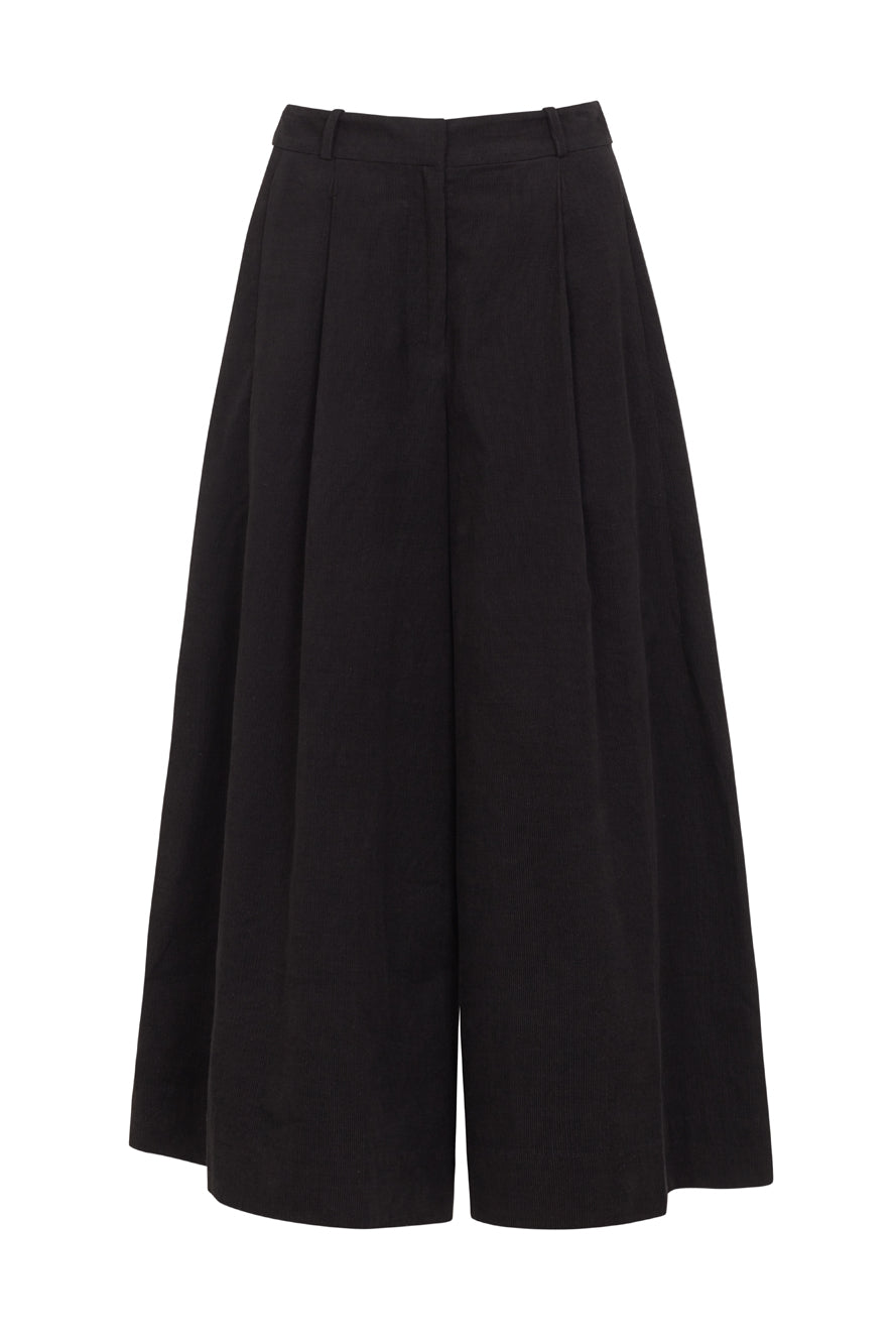 Image of LORI NEEDLECORD ONYX BLACK CULOTTE - NON RETURNABLE SAMPLE SAMPLE SALE - Trouser