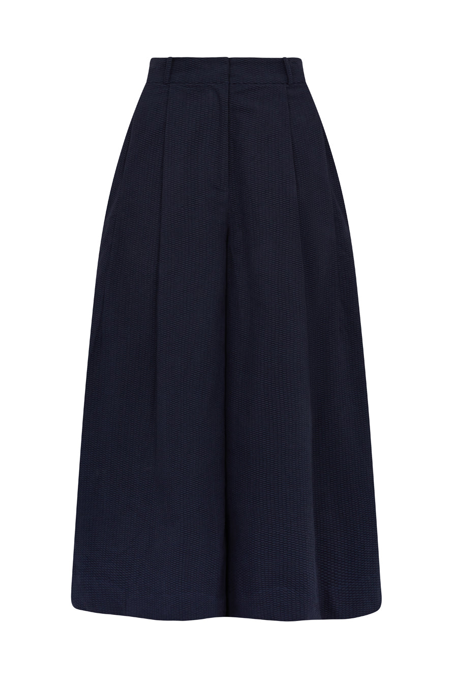 Image of Lori Textured Cord Navy Culotte Autumn/Winter 2023 - Trouser