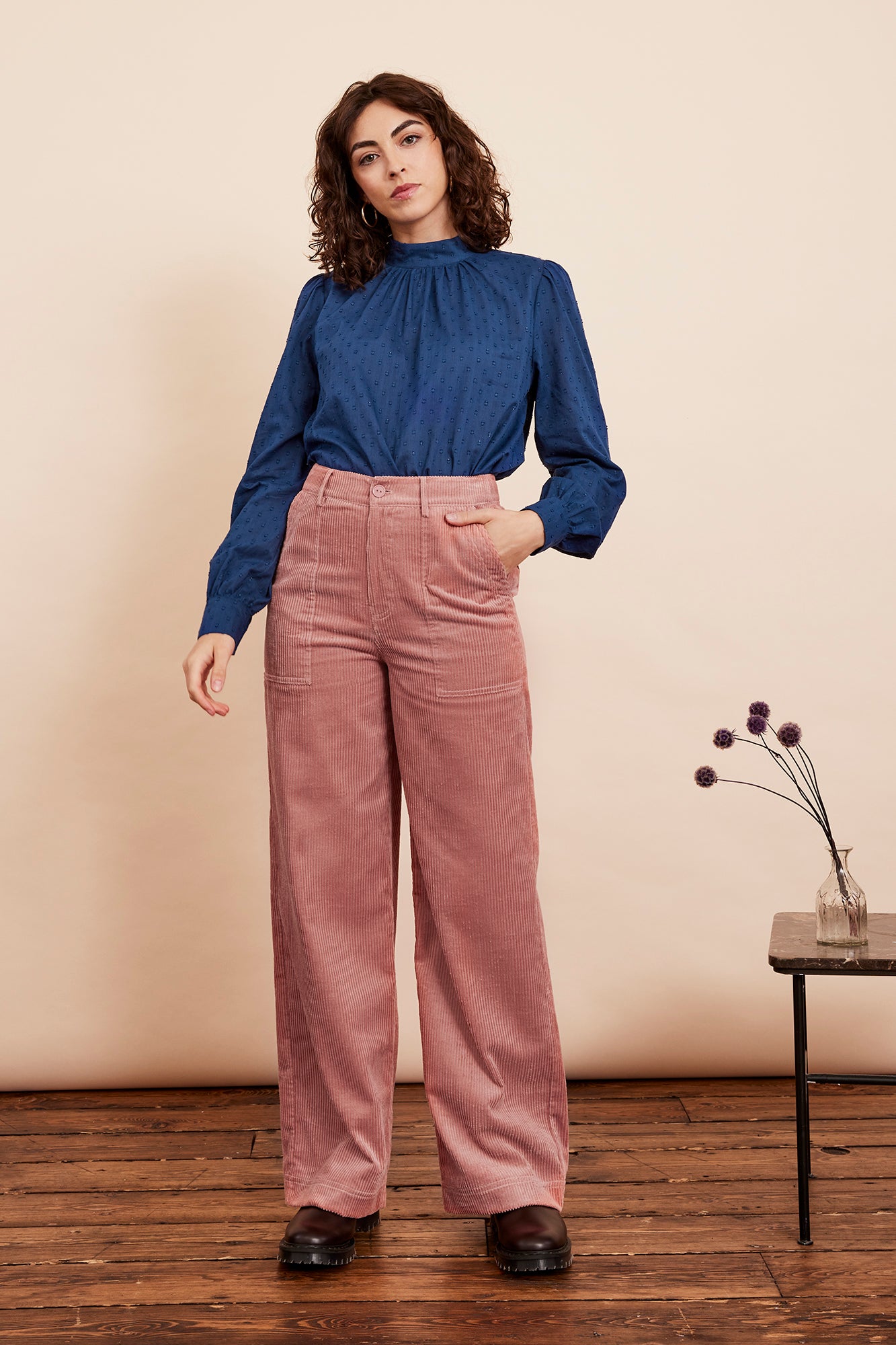 Image of Nora Chunky Cord Dusty Pink Trouser Autumn/Winter 2024 - Trouser