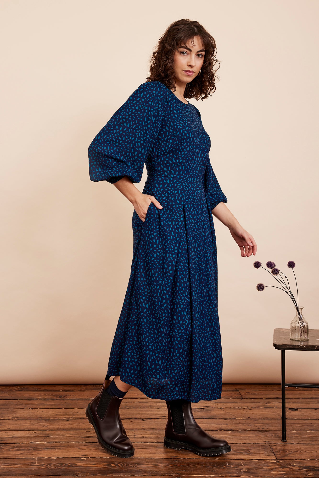 Image of SABLE MIDNIGHT BLUE TERRAZZO DRESS - NON RETURNABLE SAMPLE ARCHIVE SS - Dress