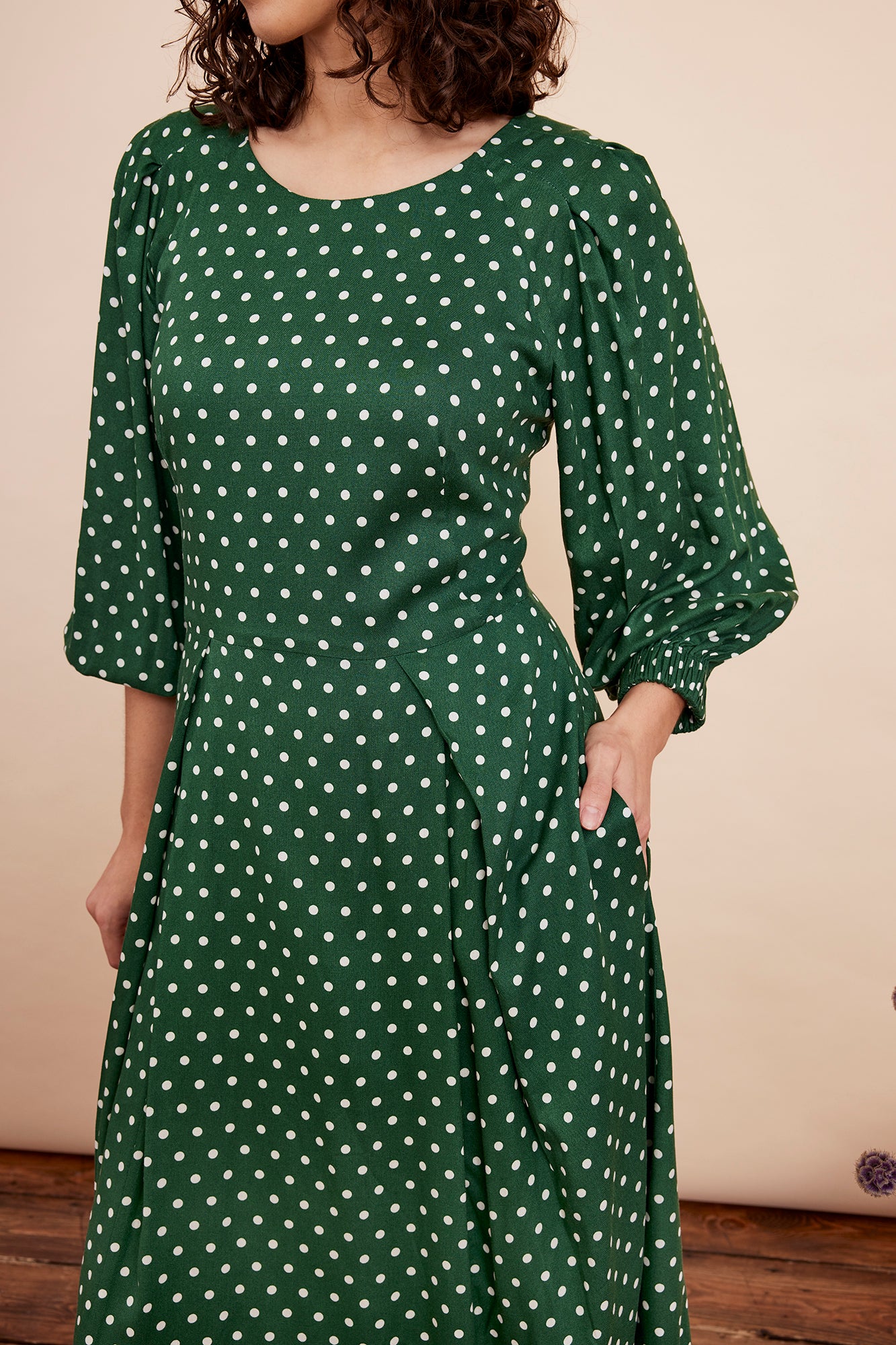 Image of SABLE VERDANT GREEN SPOT DRESS - NON RETURNABLE SAMPLE ARCHIVE SS - Dress