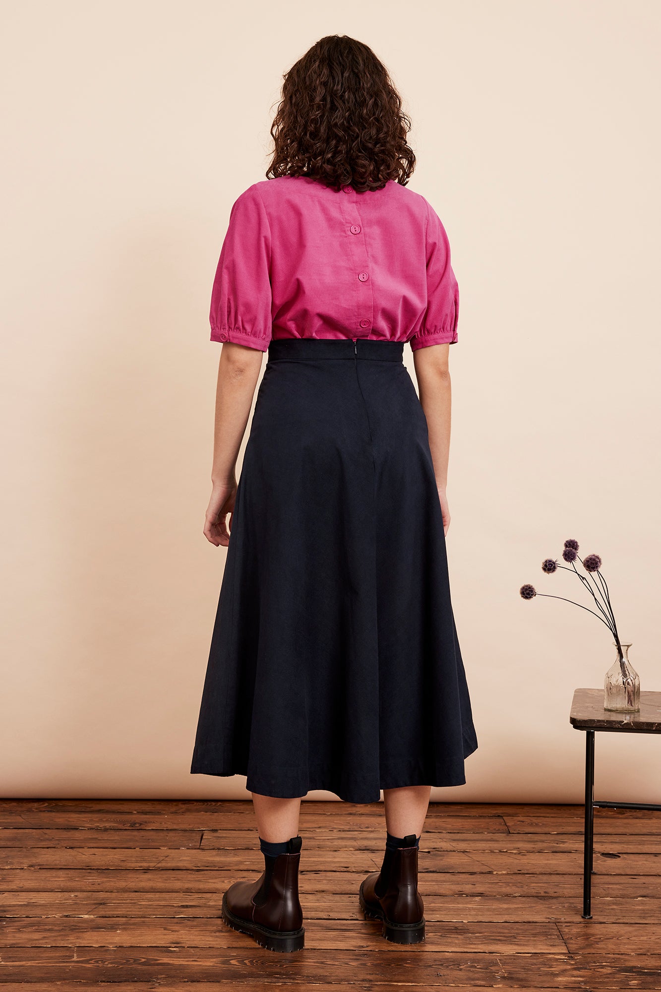 Image of Sandra Needlecord Petrol Blue Skirt Autumn/Winter 2024 - Skirt