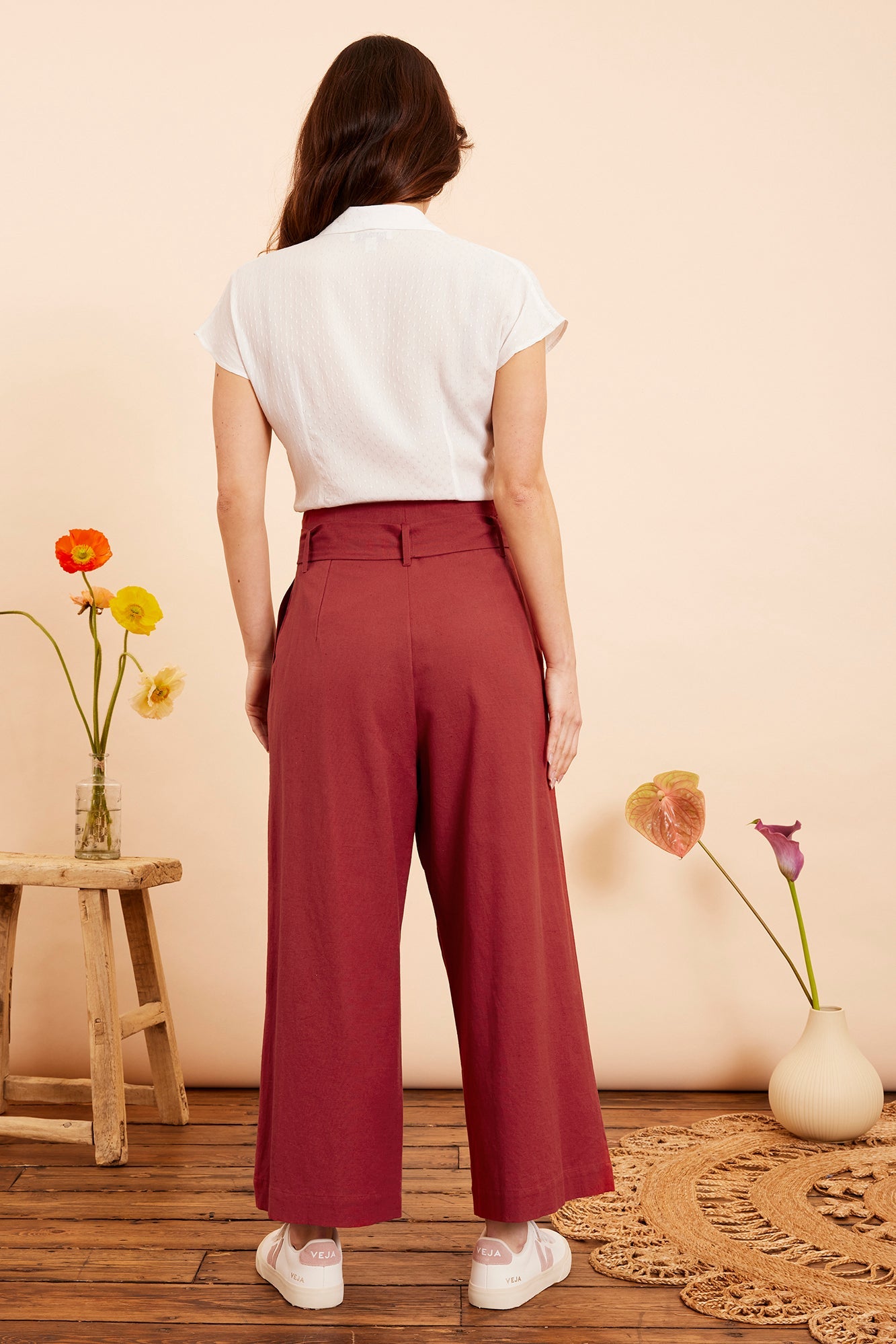 Image of GILDA PAPRIKA COTTON LINEN TROUSER - NON RETURNABLE SAMPLE SAMPLE SALE - Trouser