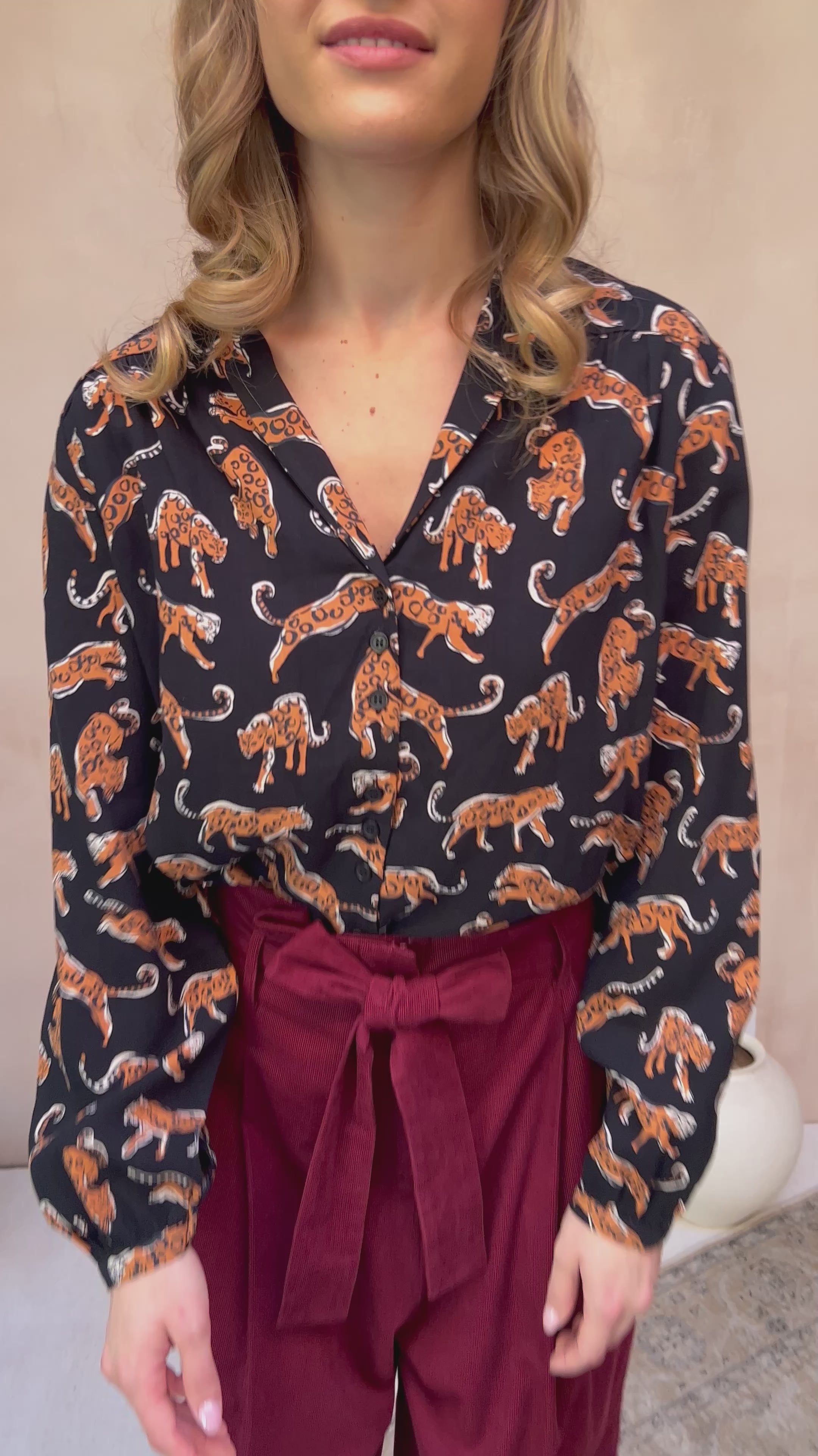 Edie Leaping Leopards Blouse