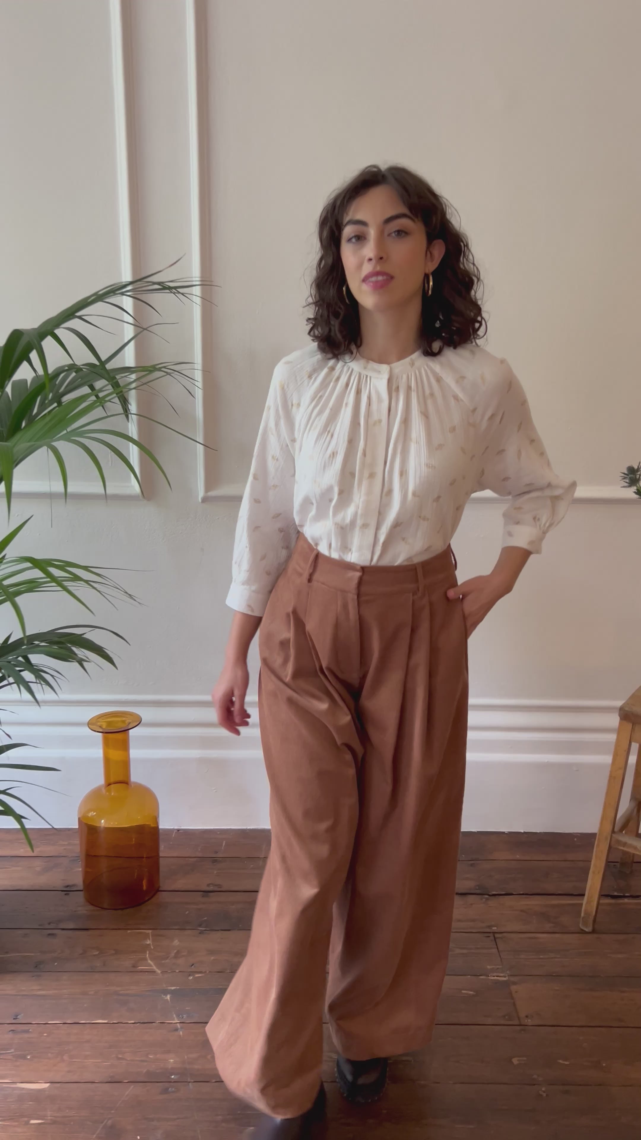 Mabel Needlecord Biscuit Trouser