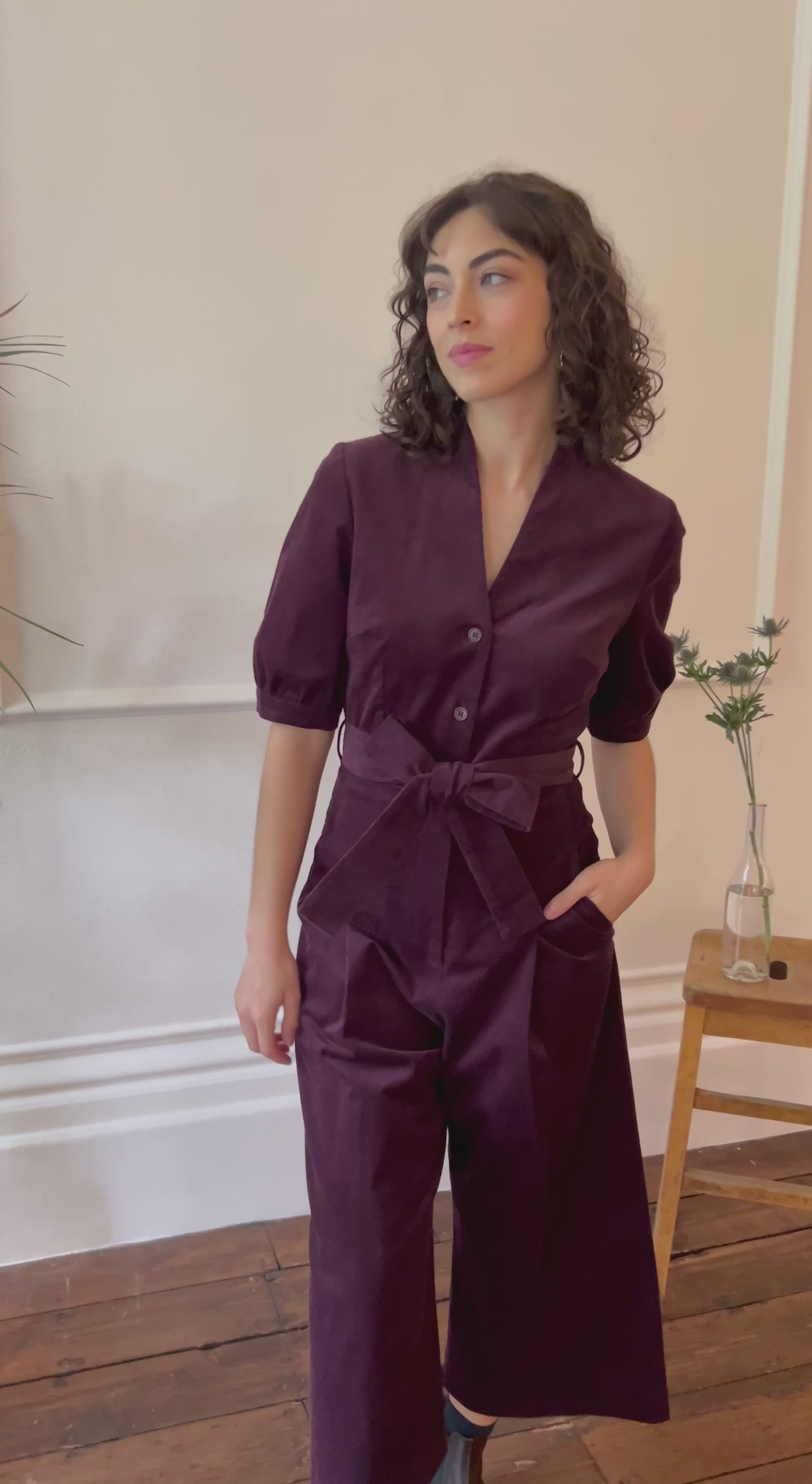 Stella Needlecord Plum Jumpsuit