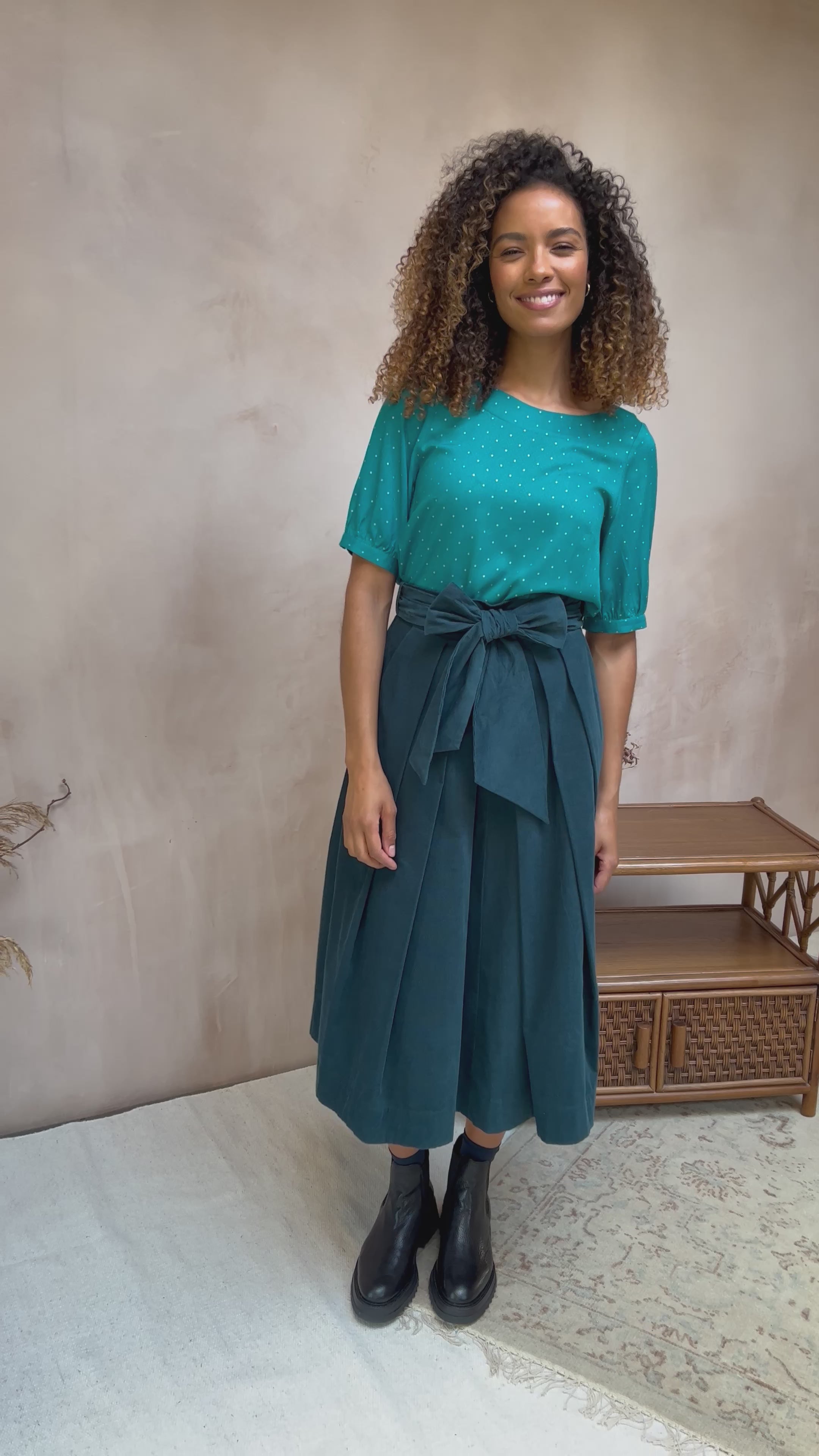 Jemima Needlecord Deep Teal Skirt