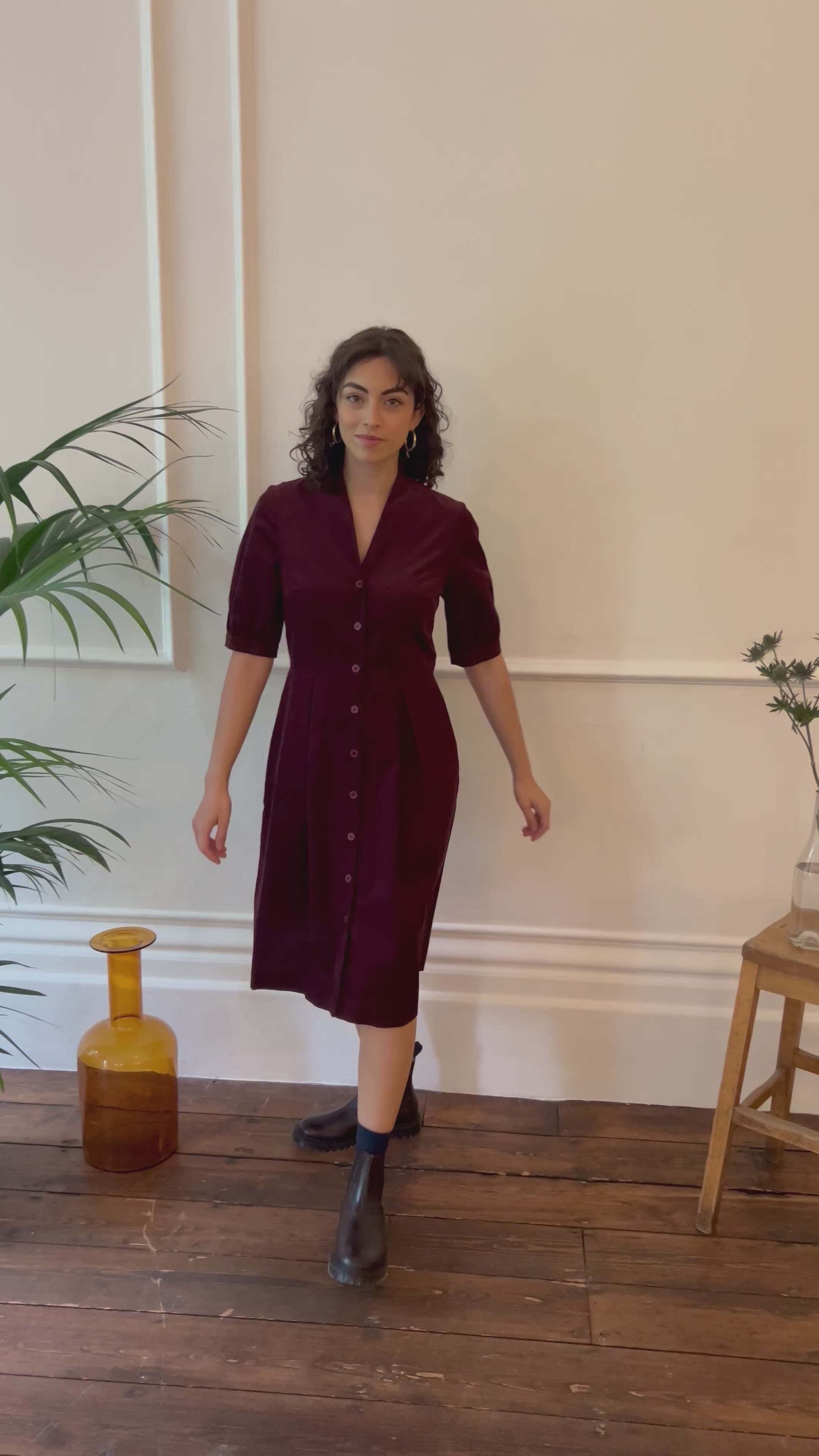 Stella Needlecord Bordeaux Shirt Dress