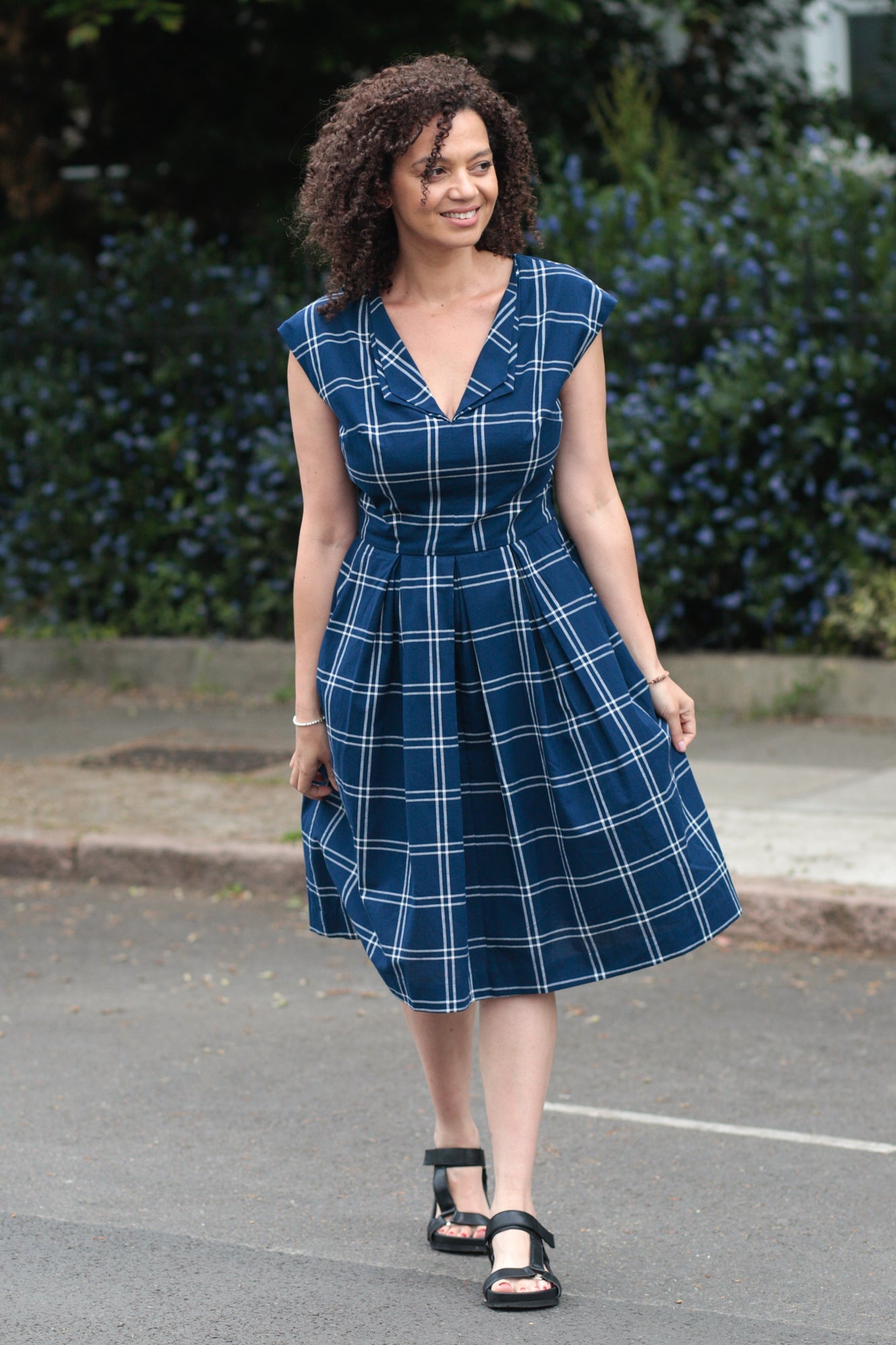 Image of ANNIE NAVY PLAID DRESS - NON RETURNABLE SAMPLE SAMPLE SALE - Dress