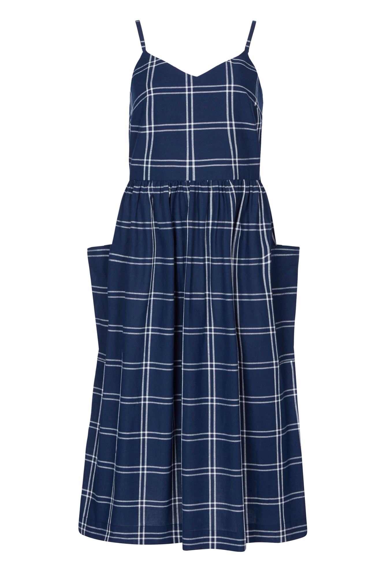 Image of Bree Navy Plaid Dress Carryover - Dress