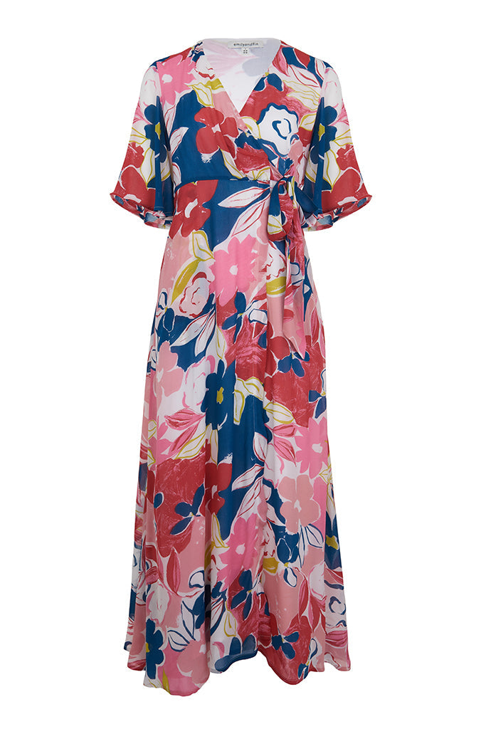 Image of CHLOE PINK ASILAH FLORAL WRAP DRESS - NON RETURNABLE SAMPLE SAMPLE SALE - Dress