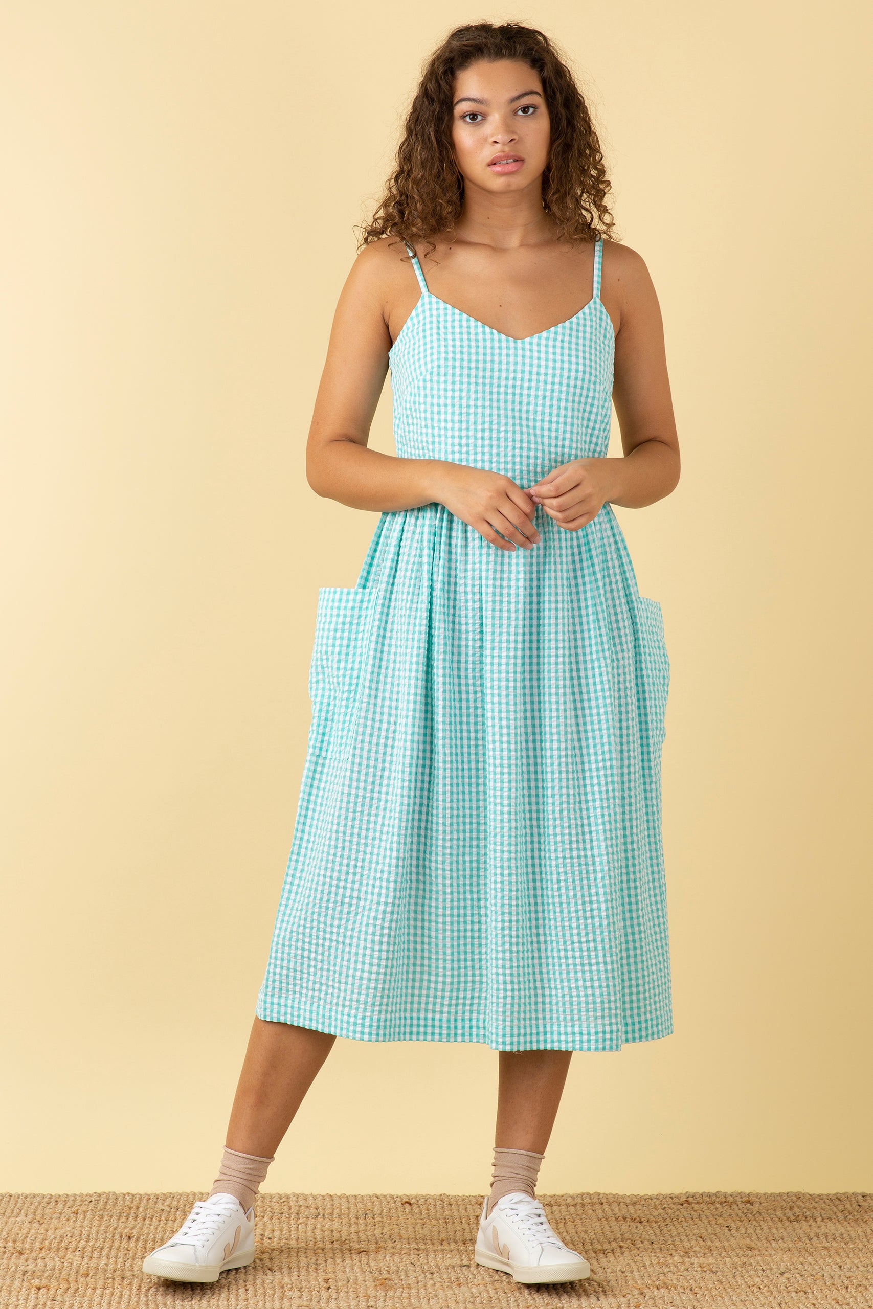 Image of Bree Mint Gingham Dress Carryover - Dress