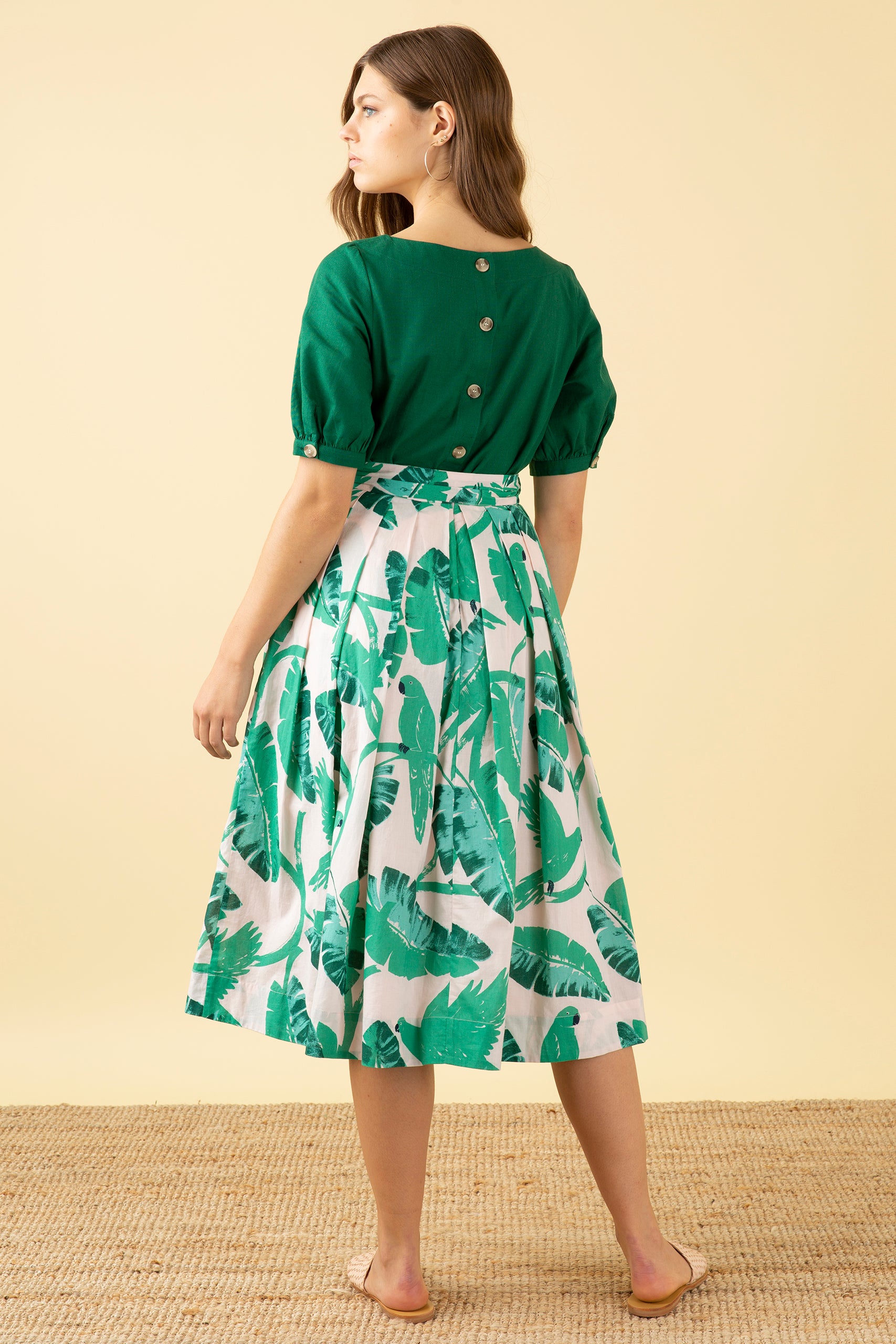 Image of Jemima Botanical Parakeets Skirt Carryover - Skirt