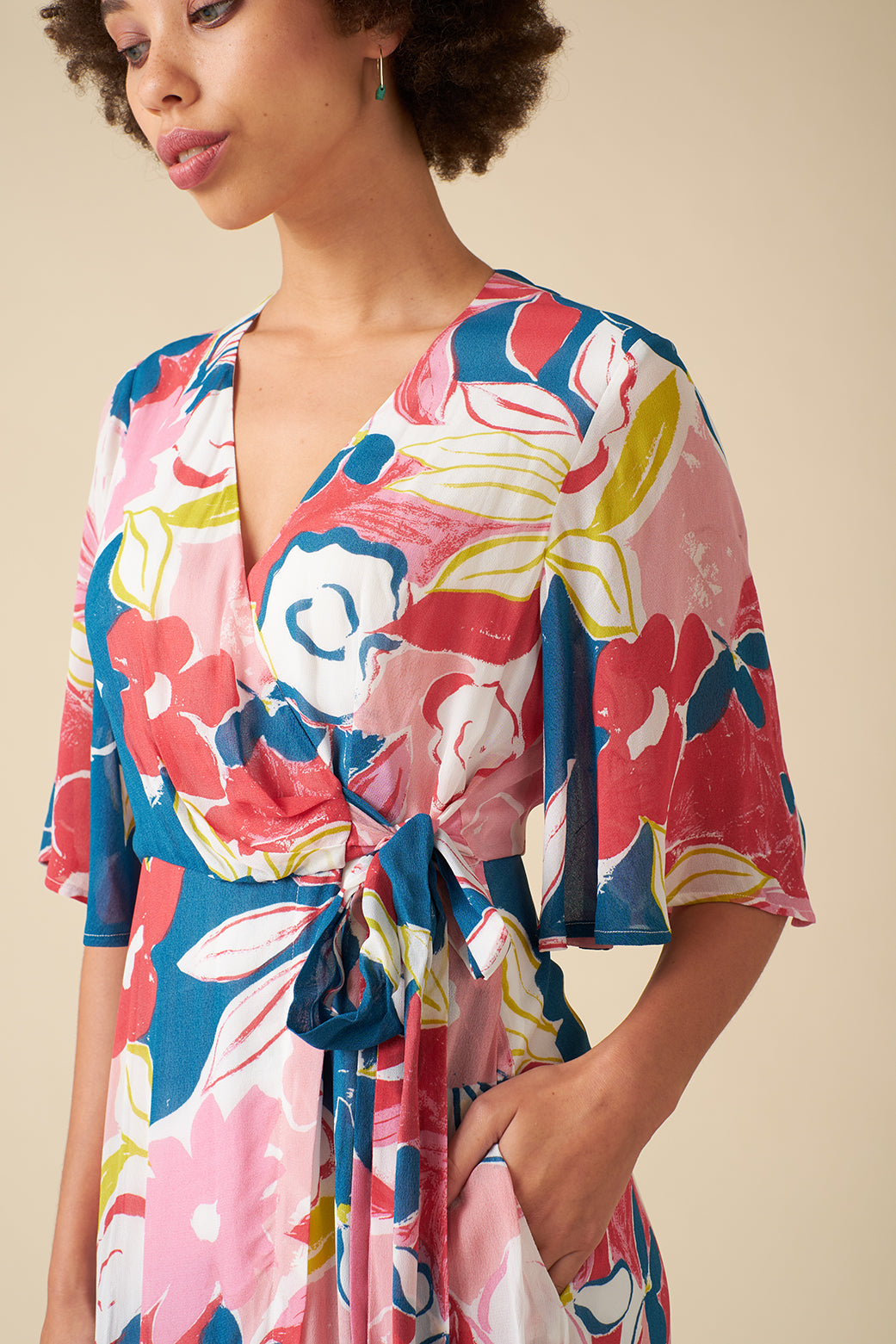 Image of CHLOE PINK ASILAH FLORAL WRAP DRESS - NON RETURNABLE SAMPLE SAMPLE SALE - Dress