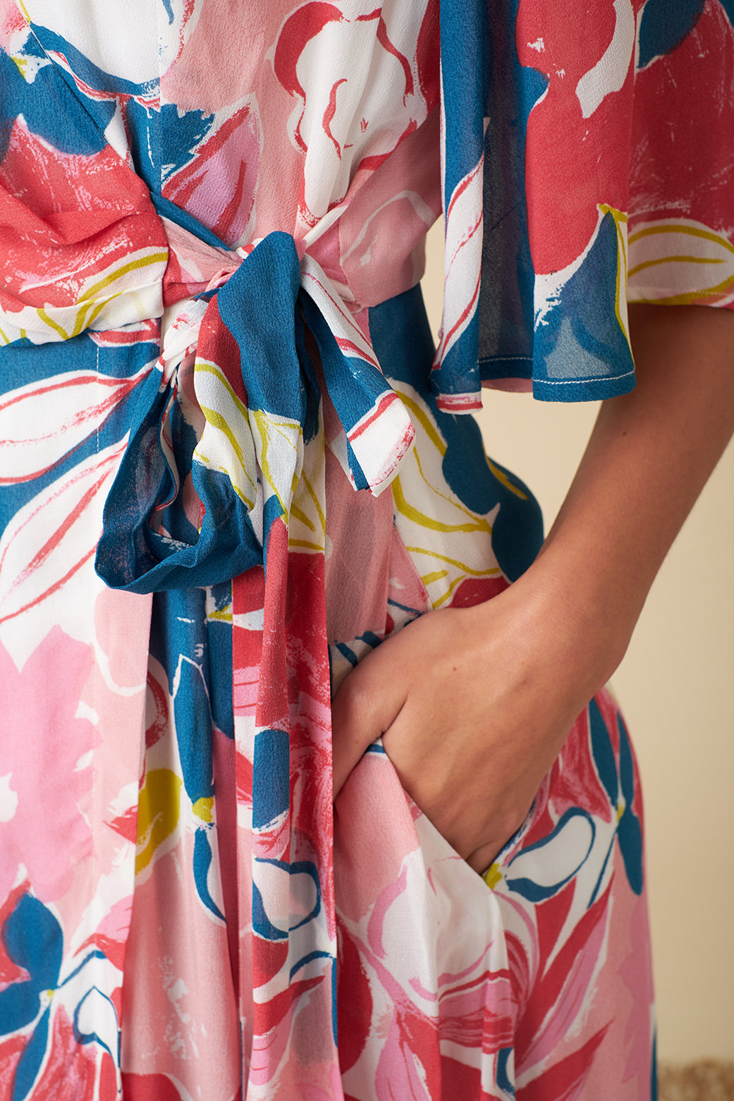 Image of CHLOE PINK ASILAH FLORAL WRAP DRESS - NON RETURNABLE SAMPLE SAMPLE SALE - Dress