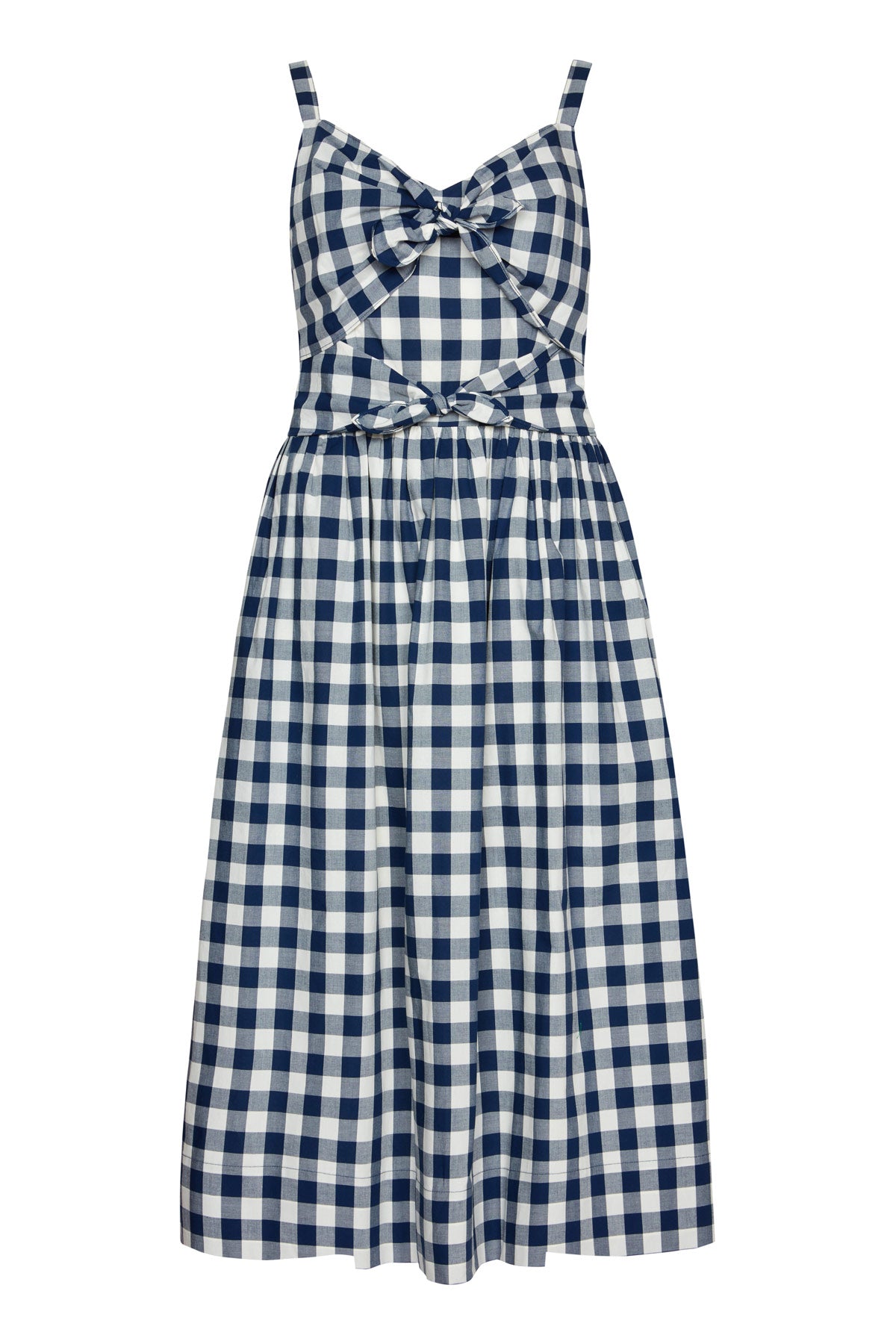 Image of Salma Navy Yarn Dyed Check Dress Carryover - Dress